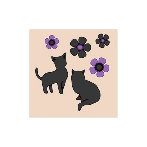 JAN 4511546027490 アイラブキャットシリーズ 彩蒔絵シール 猫と花 ブラック(1枚入) 東洋ケース株式会社 スマートフォン・タブレット 画像