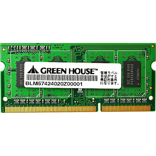 JAN 4511677088643 GREEN HOUSE ノート用メモリー GH-DWT1600LV-4GB 株式会社グリーンハウス パソコン・周辺機器 画像