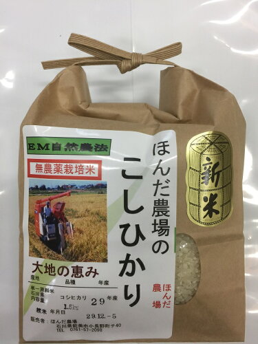 JAN 4514844305048 EM農法無農薬栽培米こしひかり 大地の恵み 食用玄米1 有限会社ほんだ 食品 画像
