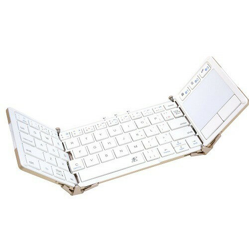 JAN 4520467900980 タッチプラス タッチパッド付Bluetoothキーボード 3つ折りタイプ ホワイト(1コ入) 株式会社スリーイーホールディングス スマートフォン・タブレット 画像