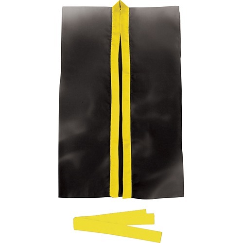 JAN 4521718023656 サテンロングハッピ(ハチマキ付) 黒(黄襟) L(1枚入) 株式会社アーテック メンズファッション 画像