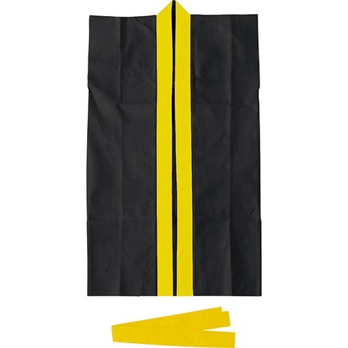 JAN 4521718023816 カラー不織布ロングハッピ ハチマキ付 黒 襟黄 S(1枚) 株式会社アーテック メンズファッション 画像