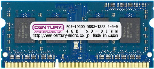 JAN 4524362981433 CENTURY MICRO ノートPC用 CD4G-SOD3U1333 センチュリーマイクロ株式会社 パソコン・周辺機器 画像