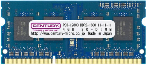 JAN 4524362983642 CENTURY MICRO ノートPC用 CD4G-SOD3U1600 センチュリーマイクロ株式会社 パソコン・周辺機器 画像