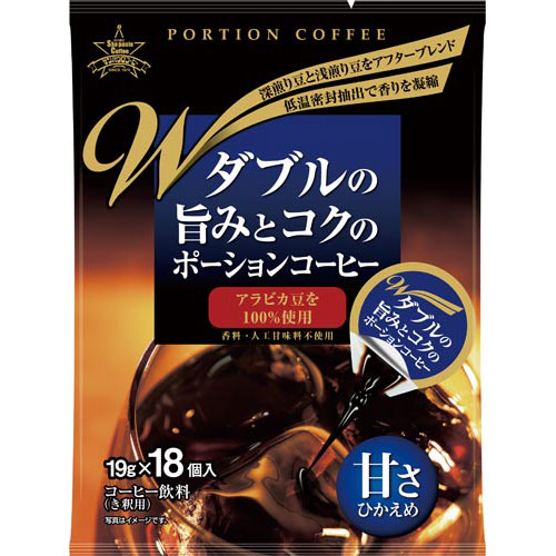 JAN 4524722819086 サンパウロコーヒー ダブルの旨みとコクのポーションコーヒー甘さひかえめ 19gX18 株式会社サンパウロコーヒー 水・ソフトドリンク 画像