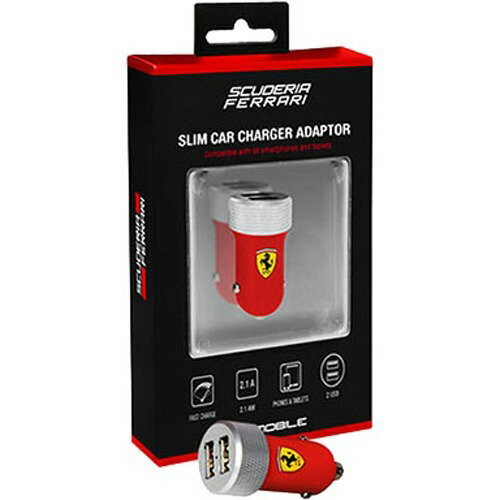 JAN 4526397926038 Ferrari 公式ライセンス品 2USBポート 2.1A車載充電アダプター レッド(1コ入) 株式会社エアージェイ スマートフォン・タブレット 画像