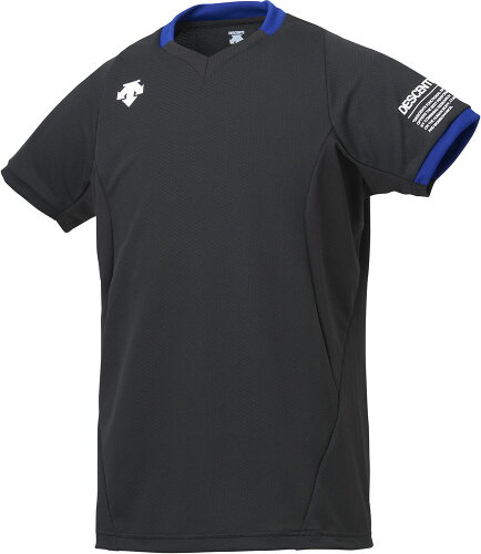 JAN 4536371351930 DESCENTE メンズ レディース 半袖 ライトゲームシャツ ブラック×ブルー DSS5920 BLK 株式会社デサント スポーツ・アウトドア 画像