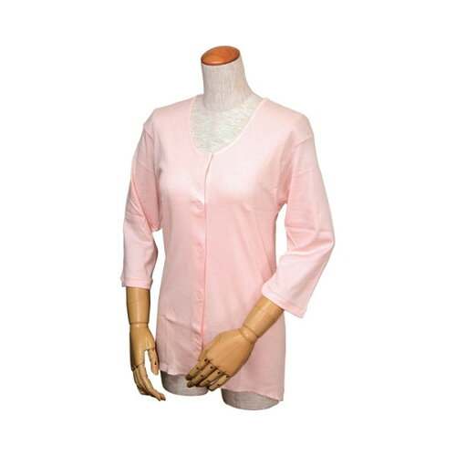 JAN 4544354101120 婦人イージートゥウェア 七分袖前開きシャツ(マジックテープ式) M・L WL-110/ L ピーチ ウエル株式会社 医薬品・コンタクト・介護 画像
