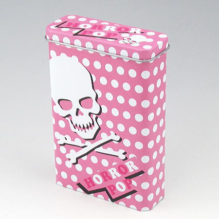 JAN 4548260117176  100ミリ 用 シガレットケース キャンディー缶 pink skull ドクロ デザイン柄 ブリキ缶 株式会社インセンティブ ホビー 画像
