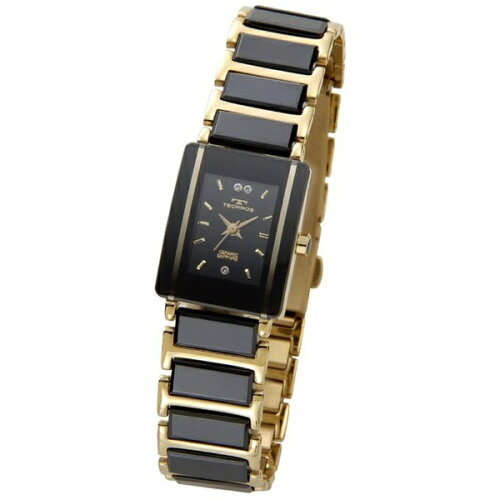 JAN 4548875537499 テクノス｜Technos レディース腕時計 セラミック TSL906GB ブラック×ゴールド 株式会社サンブランド 腕時計 画像