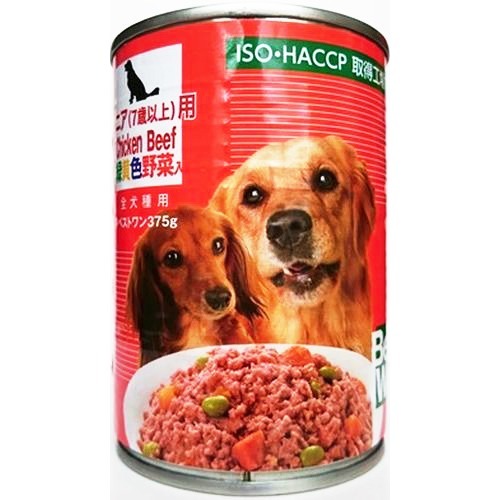 JAN 4560128491808 ベストワン 犬缶 シニア(7歳以上)用(375g) 株式会社ベストウイル ペット・ペットグッズ 画像