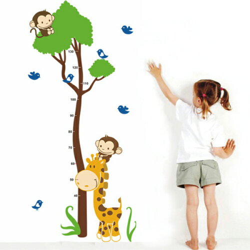 JAN 4582457986121 ウォールステッカー/木の身長計 猿 きりん 小鳥 kids Lucca インテリア・寝具・収納 画像