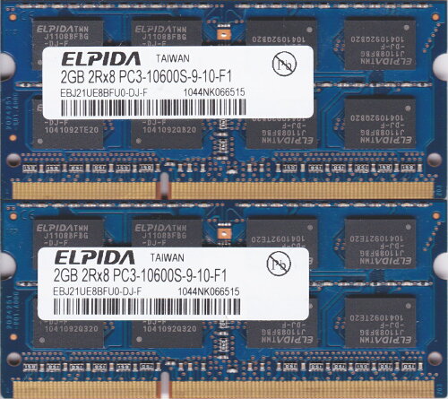 JAN 4589433440363 ELPIDA PC3-10600S DDR3-1333 2GB×2枚組 4GB SO-DIMM 204pin ノートパソコン用メモリ 株式会社電子部品商会 パソコン・周辺機器 画像