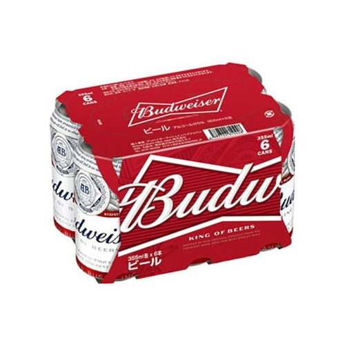 JAN 4589724810448 バドワイザー 6缶パック 355X6 Anheuser-Busch InBev Japan株式会社 ビール・洋酒 画像