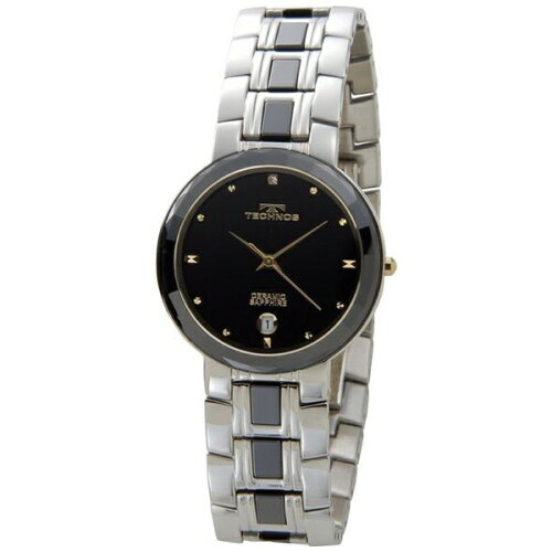 JAN 4589911850448 テクノス Technos メンズ腕時計 セラミック T9334TH ブラック×ゴールド 有限会社ティーツーインターナショナル 腕時計 画像