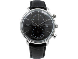 JAN 4589911854989 テクノス レザーベルトクロノグラフメンズ腕時計 ブラック 有限会社ティーツーインターナショナル 腕時計 画像