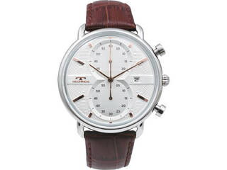 JAN 4589911854996 テクノス レザーベルトクロノグラフメンズ腕時計 シルバー T6445SS 有限会社ティーツーインターナショナル 腕時計 画像