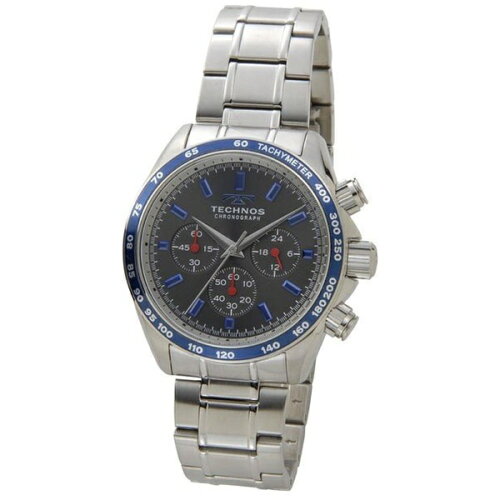 JAN 4589911856716 テクノス Technos メンズ腕時計 クロノグラフ タキメーター T4462NB グレー×ブルー 有限会社ティーツーインターナショナル 腕時計 画像