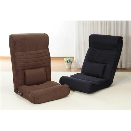 JAN 4589978065779 腰にやさしい高反発座椅子DX 座ったままリクライニング ブラウン+ネイビー 株式会社ファミリー・ライフ インテリア・寝具・収納 画像