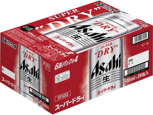 JAN 4901004035301 アサヒス-パ-ドライ缶500ml 6缶パック×4 アサヒビール株式会社 ビール・洋酒 画像