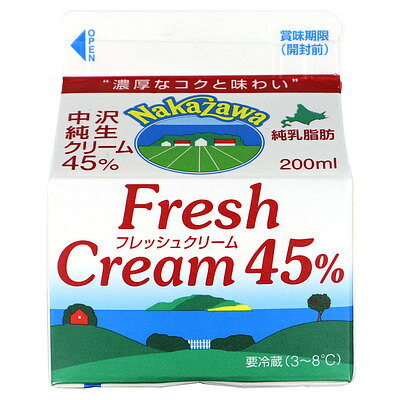 JAN 4902108100209 中沢フーズ フレッシュクリーム 45% 200ml 中沢乳業株式会社 食品 画像