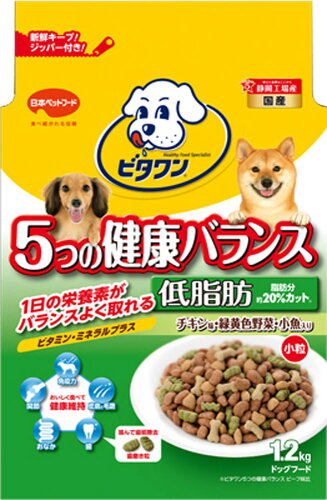 JAN 4902112003305 ビタワン 5つの健康バランス 低脂肪 チキン味・野菜・小魚入り小粒(1.2kg) 日本ペットフード株式会社 ペット・ペットグッズ 画像