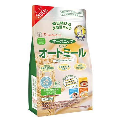 JAN 4904075002128 日食 オーガニック ピュア オートミール(800g) 日本食品製造合資会社 食品 画像
