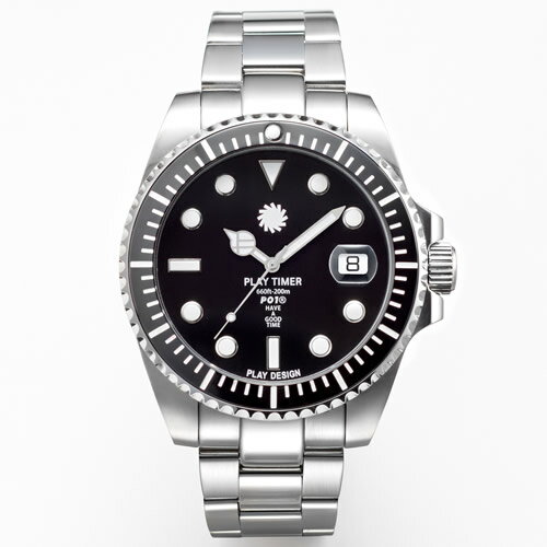 JAN 4936606204282 (プレイタイム)P01TIME 腕時計 PLAYTIMER ダイバーズウォッチ シルバー PL-0003-0 株式会社ティ・エヌ・ノムラ 腕時計 画像