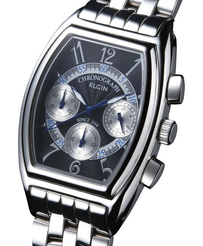 JAN 4981981403324 エルジン ELGIN 腕時計 エレガントクロノグラフ製ムーブメント オールステンレス トノーカーヴェックスタイル ブラック FK1403S-B 株式会社定慧 腕時計 画像
