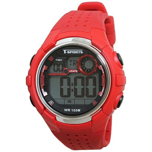JAN 4983666146229 クレファー ティー・スポーツ T-SPORTS デジタル腕時計 TS-D038-RD レッド 株式会社クレファー 腕時計 画像