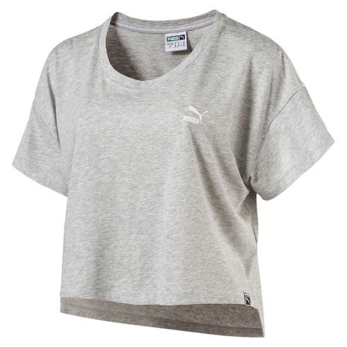 EAN 4057826153508 PUMA プーマ アーカイブロゴ クロップ Tシャツ S Light Gray Heather レディースファッション 画像
