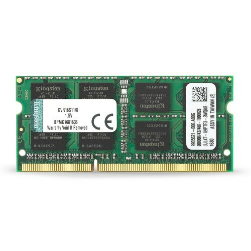 EAN 7406172070194 キングストンテクノロジー キングストン Kingston ノートPC用メモリ DDR3-1600 PC3-12800 8GB CL11 1.5V Non-ECC SO-DIMM 204pin KVR16S11/8 永久保証 パソコン・周辺機器 画像