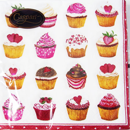 UPC 0025096759847 caspari ペーパータオル heart cupcakes l lunch サイズ 1  キッチン用品・食器・調理器具 画像