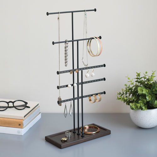 UPC 0028295347143 umbra トライジェム 5ジュエルスタンド ブラック/ウォルナット ジュエリー・アクセサリー 画像