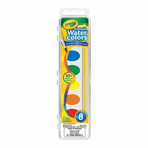 UPC 0071662005252 Crayola クレヨラ Washable Water Colors 8 水でおとせる水彩絵の具 8色 ミニセット ブラシ付き 530525 おもちゃ 画像