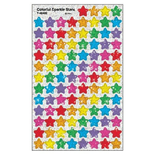 UPC 0078628464054 Trend Enterprises トレンド SuperShapes Stickers - Colorful Sparkle Stars 日用品雑貨・文房具・手芸 画像