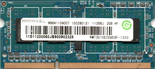 UPC 0600889119840 RAMAXEL PC3-10600S DDR3-1333 2GB SO-DIMM 204pin ノートパソコン用メモリ RMT3010EC58E8F-1333 パソコン・周辺機器 画像