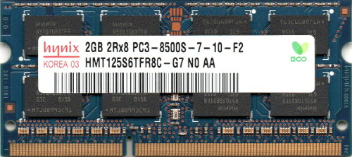 UPC 0600889130388 hynix PC3-8500S 2GB ノートパソコン用メモリ HMT125S6TFR8C-G7 パソコン・周辺機器 画像