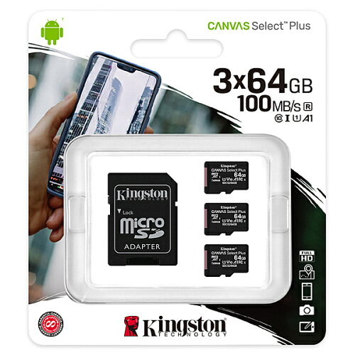 UPC 0740617299007 Kingston microSDXCカード SDCS2/64GB-3P1A TV・オーディオ・カメラ 画像