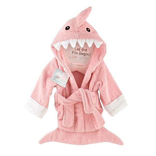UPC 0843905014471 Baby Aspen Let the Fin Begin フード付きベビーバスローブ Pink Shark キッズ・ベビー・マタニティ 画像