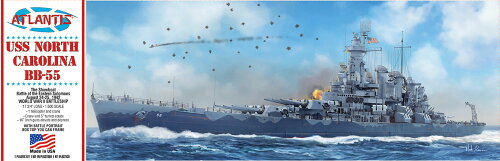 UPC 0850002740684 1/500 WW.II アメリカ海軍 戦艦 USSノースカロライナ BB-55 プラモデル アトランティスモデル ホビー 画像