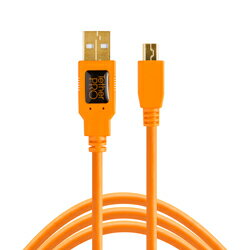 UPC 0858977002950 Tether Tools mini-USBケーブル 4.6m オレンジ CU5451 TV・オーディオ・カメラ 画像